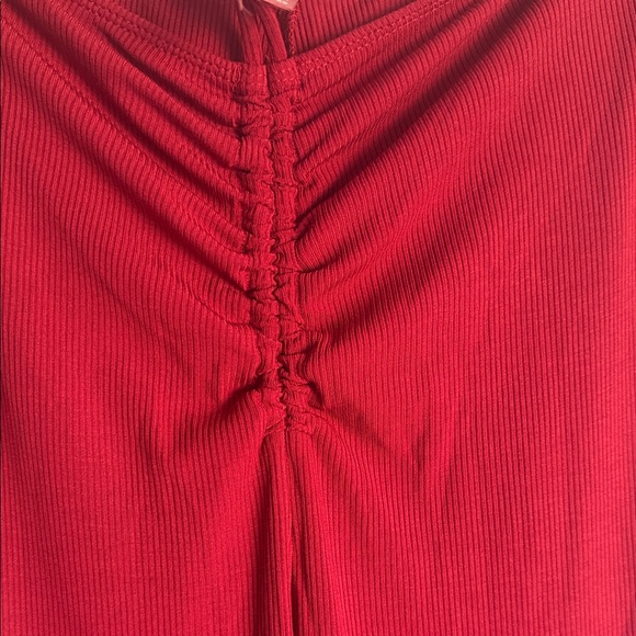 SKIMS Ribbed Drawstring Boot-Cut Pants in Deep Red - Picture 8 of 9